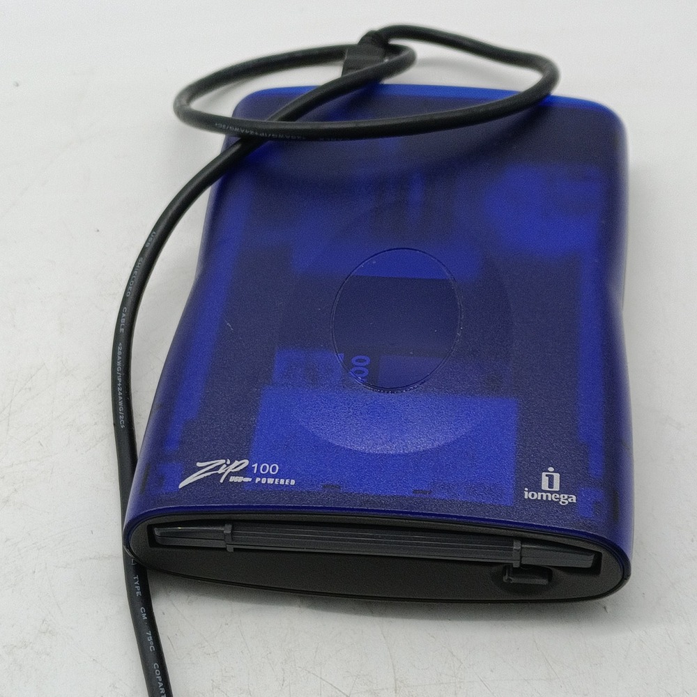 Iomega Zip 100 USB Powered External Drive Translucent Blue Z100USBS a13